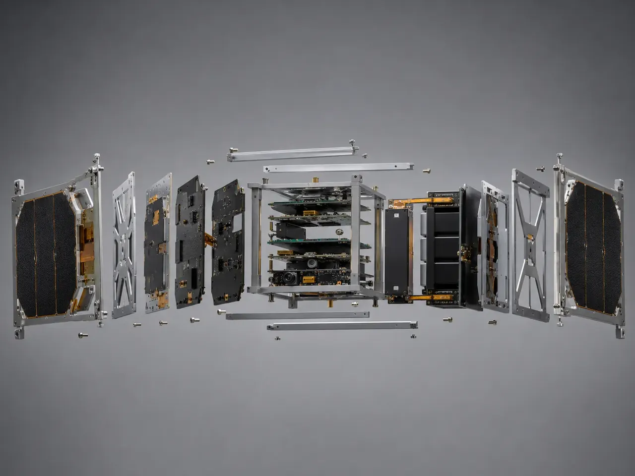 Nanosatélite CubeSat desplegado
